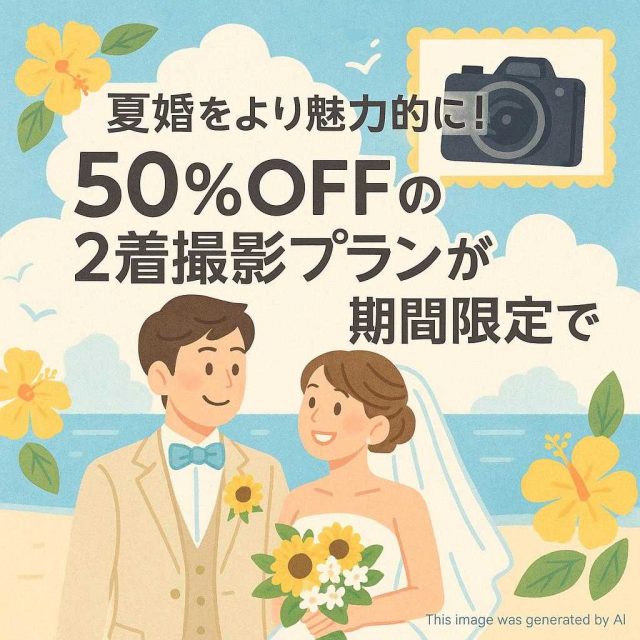 夏婚をより魅力的に！50％offの2着撮影プランが期間限定で