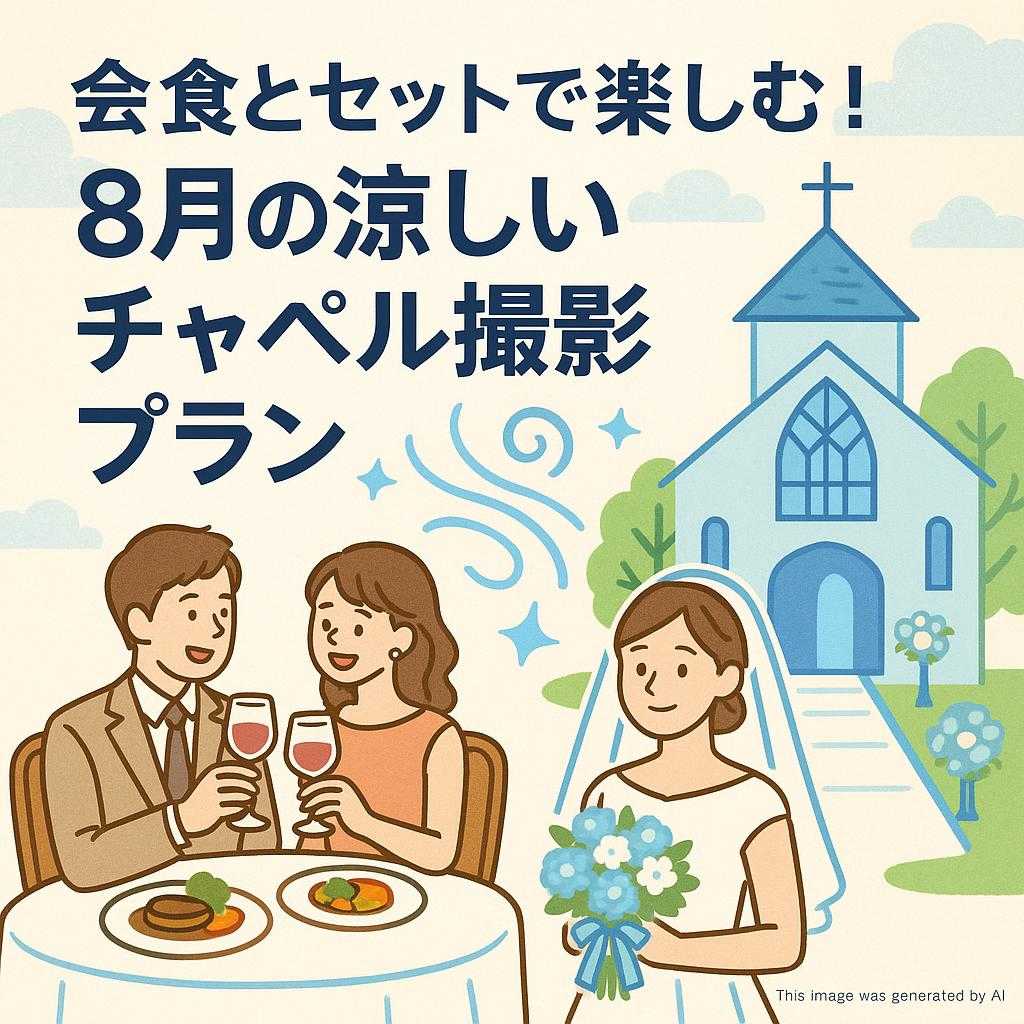 会食とセットで楽しむ！8月の涼しいチャペル撮影プラン