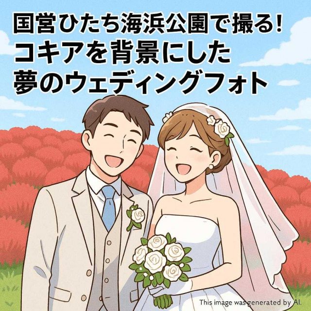 国営ひたち海浜公園で撮る！コキアを背景にした夢のウェディングフォト