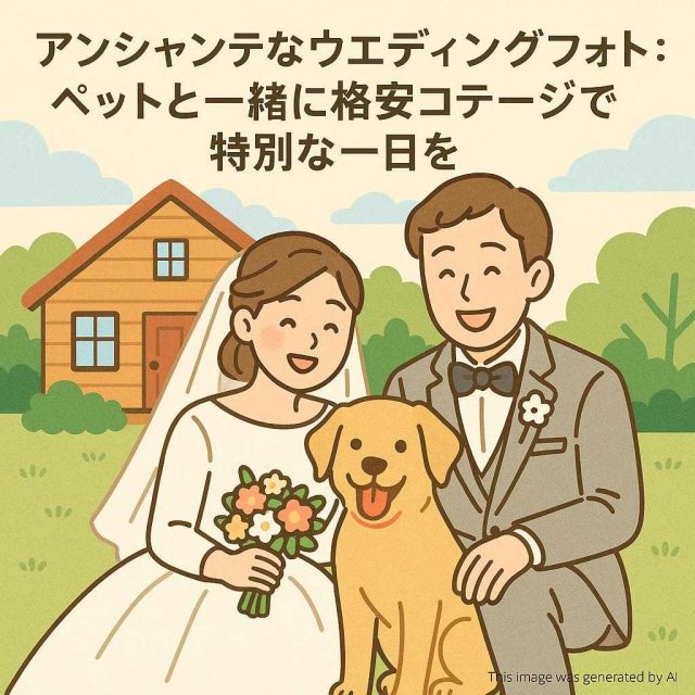 アンシャンテなウェディングフォト: ペットと一緒に格安コテージで特別な一日を