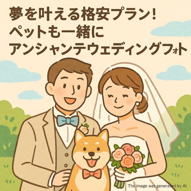 夢を叶える格安プラン! ペットも一緒にアンシャンテウェディングフォト