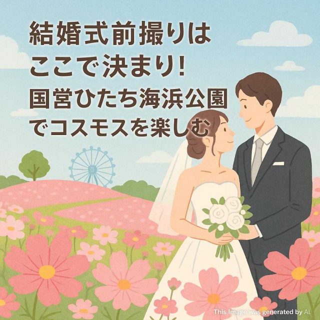 結婚式前撮りはここで決まり！国営ひたち海浜公園と共にコスモスを楽しむ