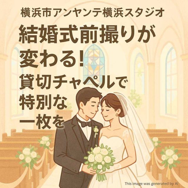 横浜市アンヤンテ横浜スタジオ 結婚式前撮りが変わる！貸切チャペルで特別な一枚を