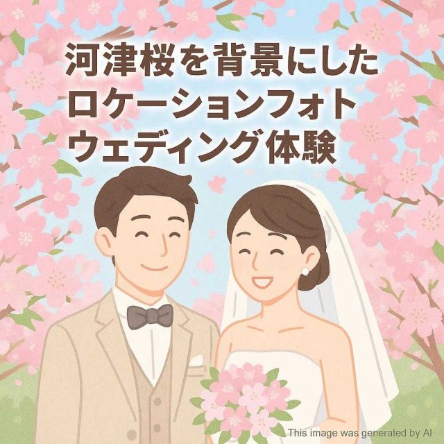 河津桜を背景にしたロケーションフォトウェディング体験