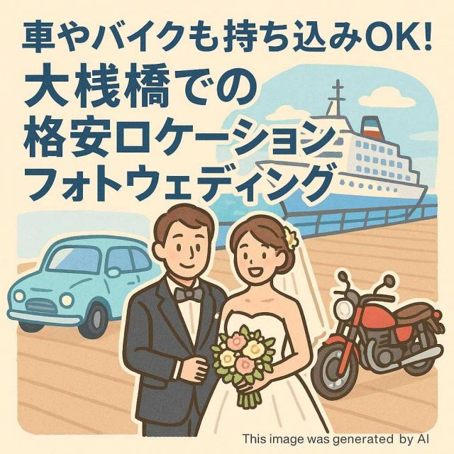 車やバイクも持ち込みOK！大桟橋での格安ロケーションフォトウェディング