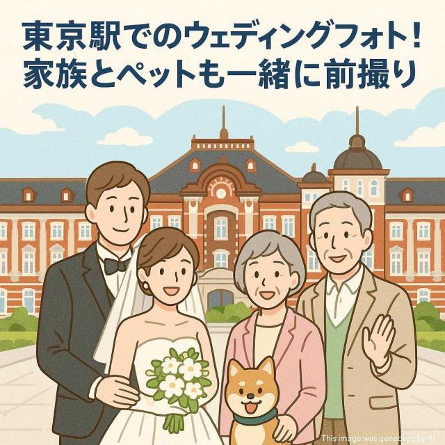 東京駅でのウェディングフォト！家族とペットも一緒に前撮り