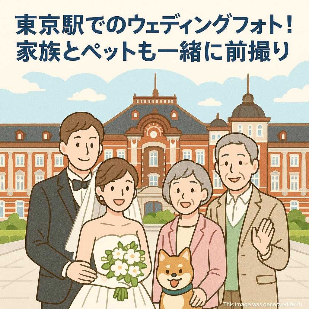 東京駅でのウェディングフォト！家族とペットも一緒に前撮り