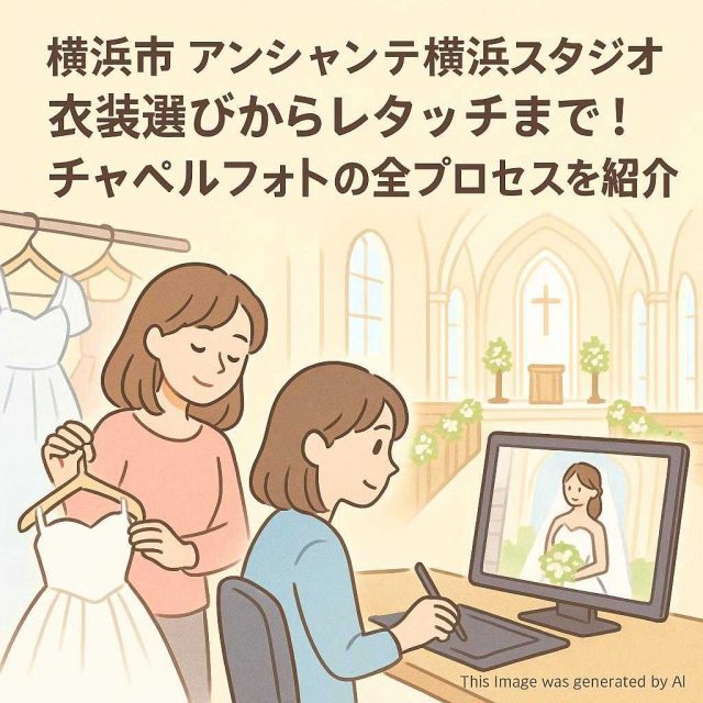 横浜市アンシャンテ横浜スタジオ衣裳選びからレタッチまで！チャペルフォトの全プロセスを紹介