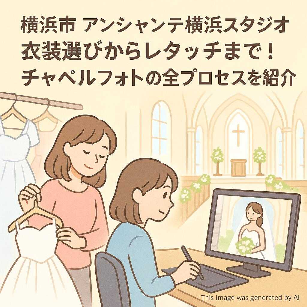 横浜市アンシャンテ横浜スタジオ衣裳選びからレタッチまで！チャペルフォトの全プロセスを紹介