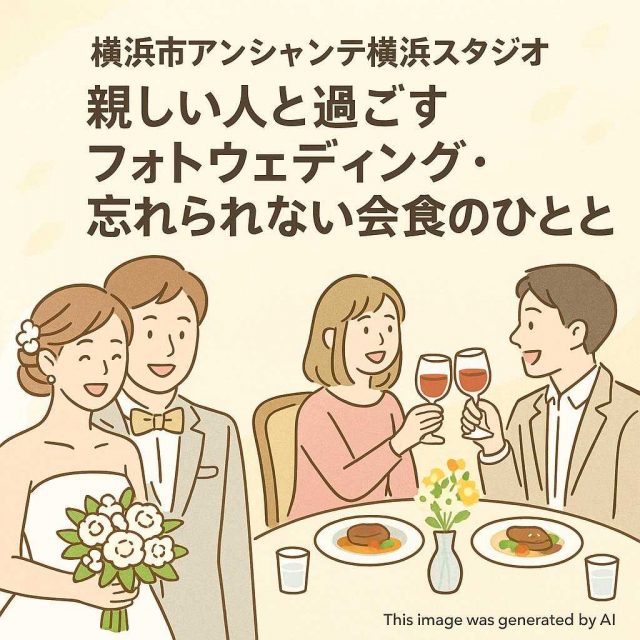 横浜市アンシャンテ横浜スタジオ 親しい人と過ごすフォトウェディング・忘れられない会食のひととき