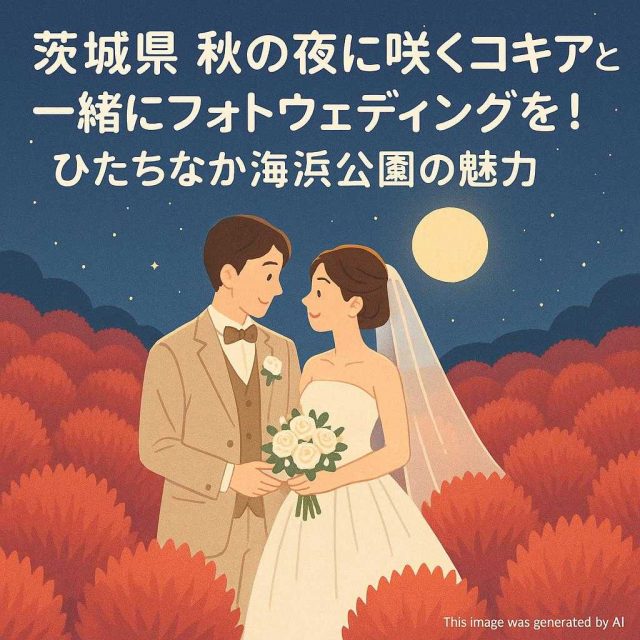 茨城県秋の夜に咲くコキアと一緒にフォトウェディングを！ひたちなか海浜公園の魅力