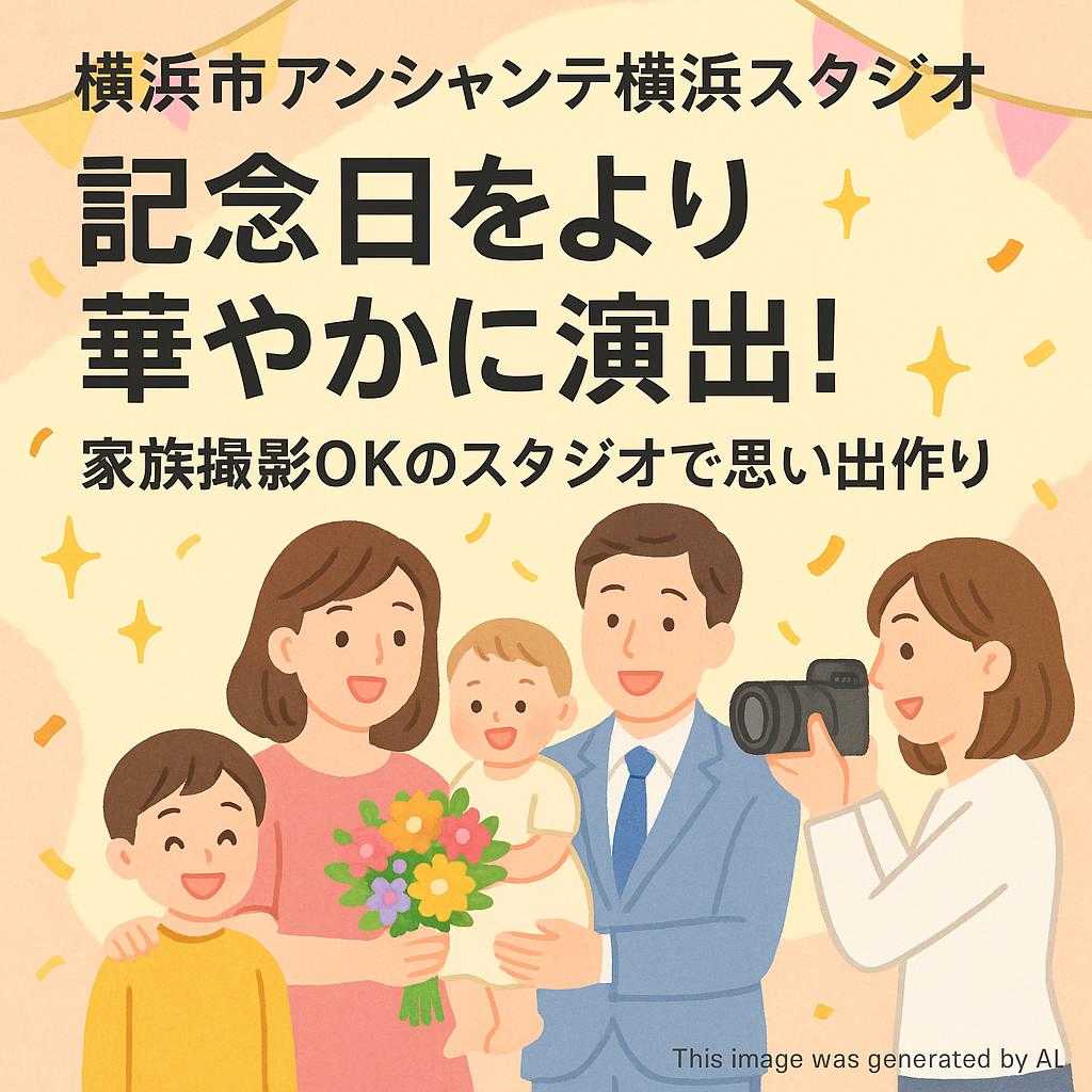 横浜市アンシャンテ横浜スタジオ記念日をより華やかに演出！家族撮影OKのスタジオで思い出作り