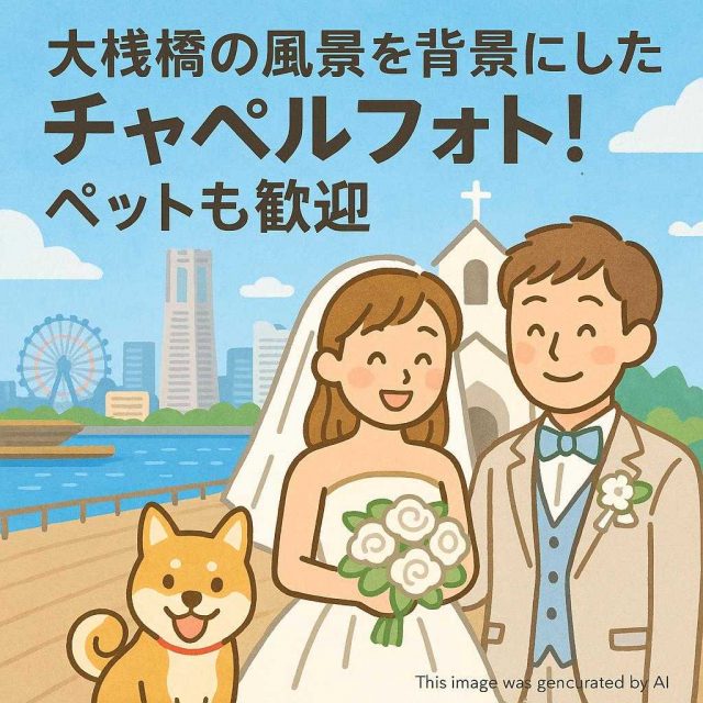 大桟橋の風景を背景にしたチャペルフォト！ペットも歓迎
