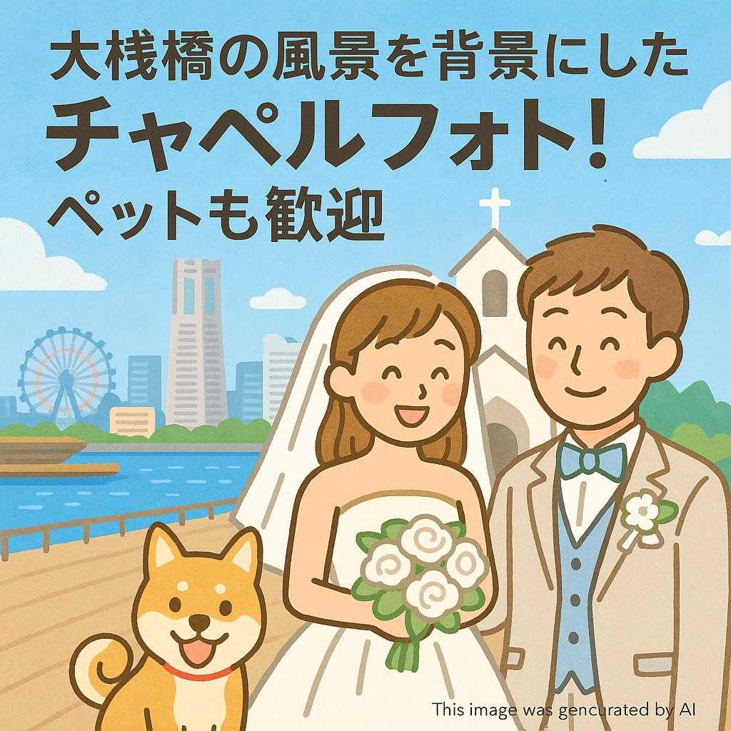 大桟橋の風景を背景にしたチャペルフォト！ペットも歓迎