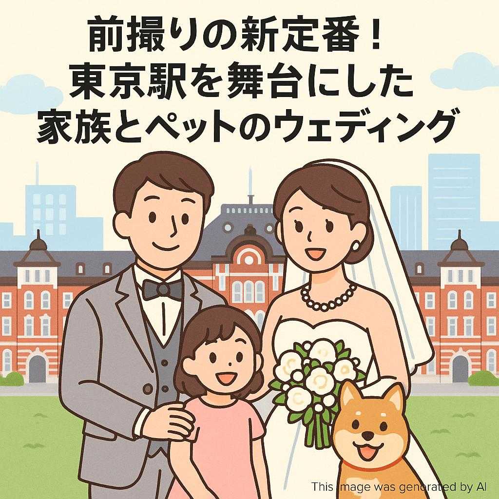 前撮りの新定番！東京駅を舞台にした家族とペットのウェディング