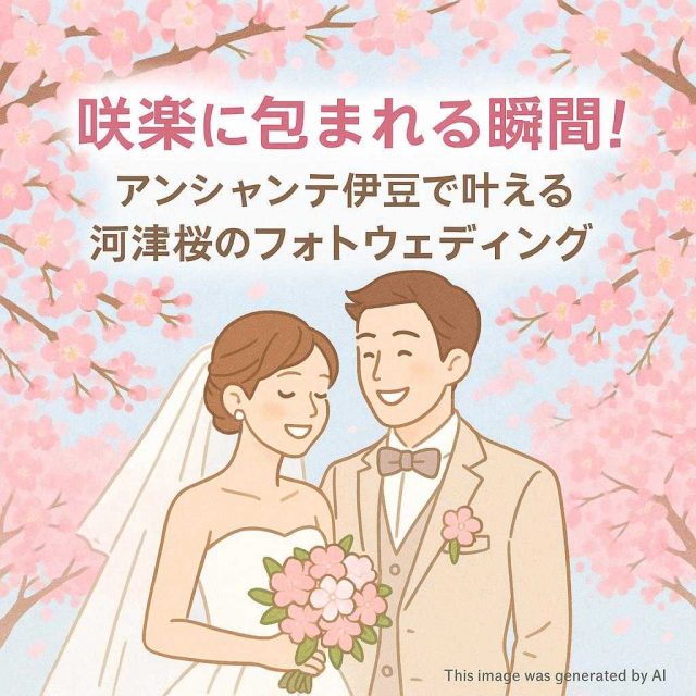 咲楽に包まれる瞬間！アンシャンテ伊豆で叶える河津桜のフォトウェディング