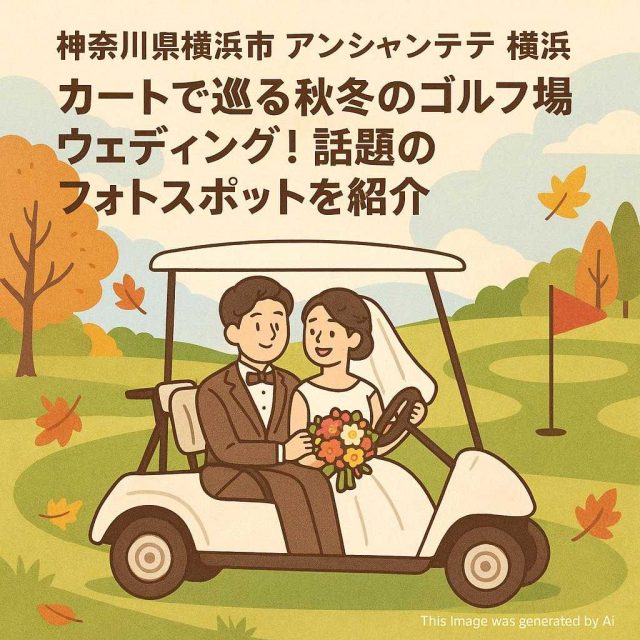 神奈川県横浜市アンシャンテ横浜 カートで巡る秋冬のゴルフ場ウェディング！話題のフォトスポットを紹介