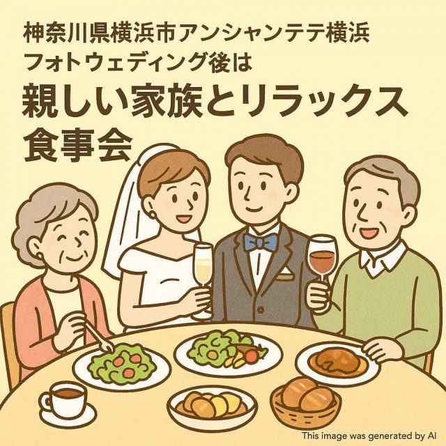 神奈川県横浜市アンシャンテ横浜 フォトウェディング後は親しい家族とリラックス食事会