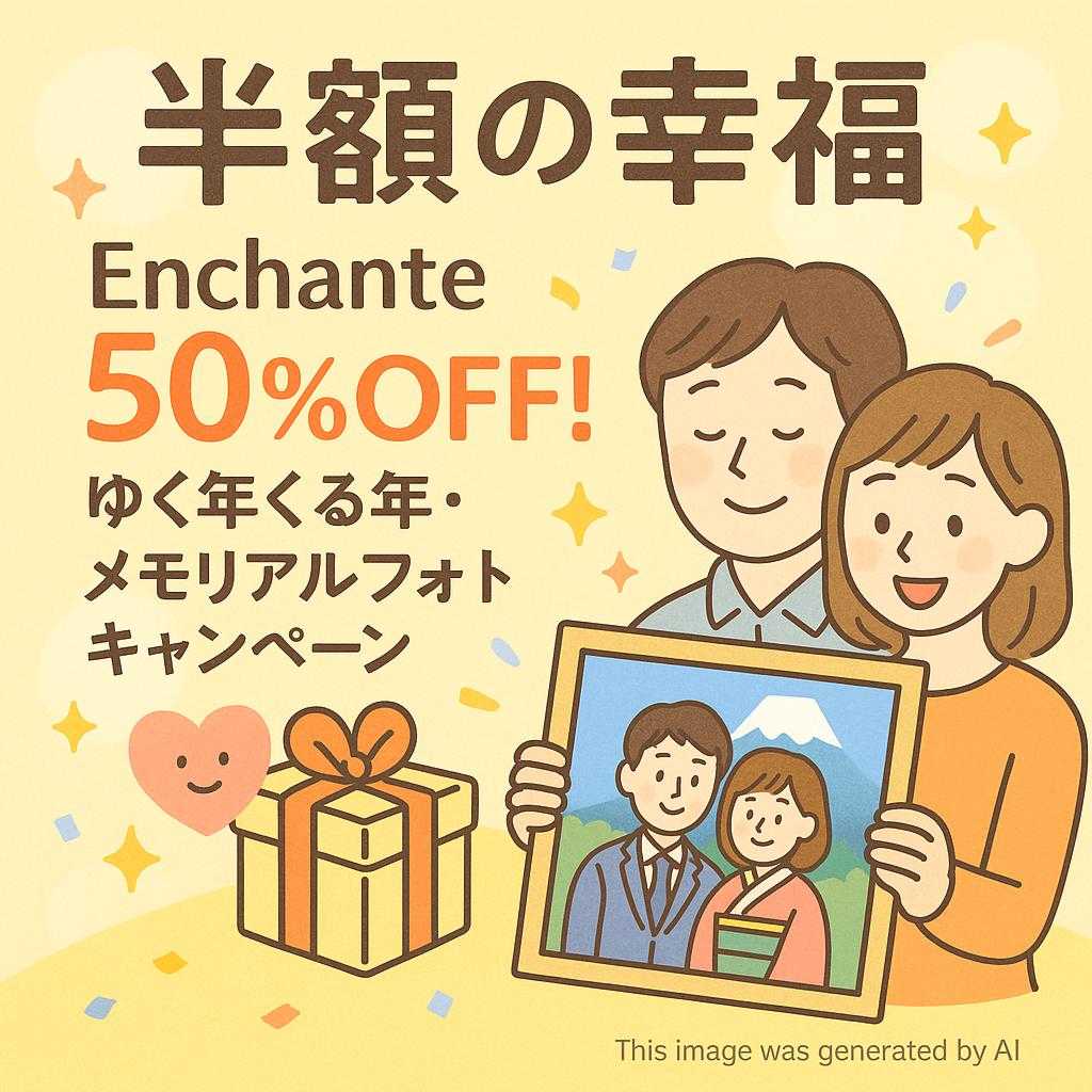 【半額の幸福】Enchante 50%OFF! ゆく年くる年・メモリアルフォトキャンペーン