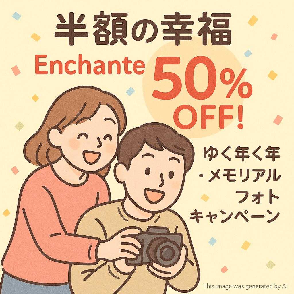 【半額の幸福】Enchante 50%OFF! ゆく年くる年・メモリアルフォトキャンペーン