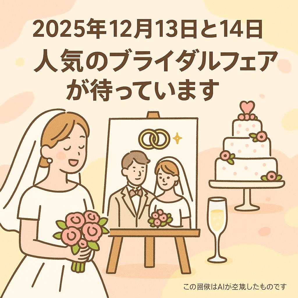 2025年12月13日と14日 人気のブライダルフェアが待っています