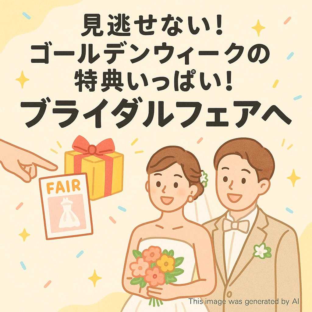 見逃せない！ゴールデンウィークの特典いっぱい！ブライダルフェアへ