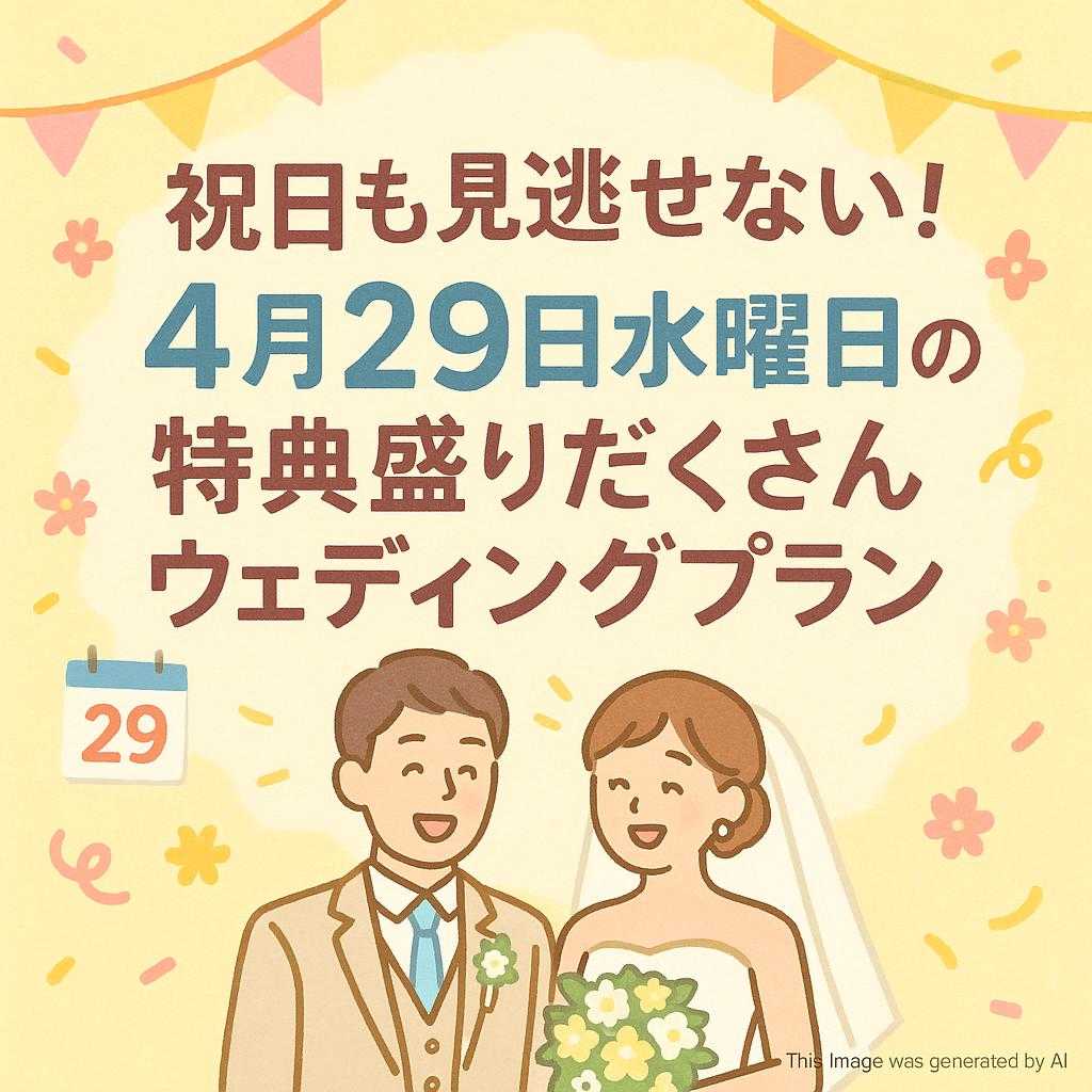 祝日も見逃せない！4月29日水曜日の特典盛りだくさんウェディングプラン