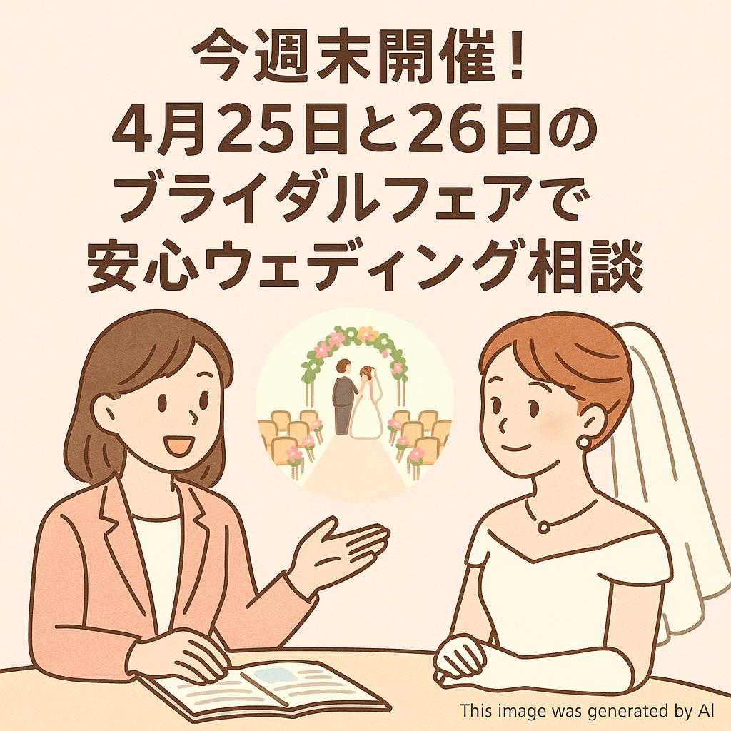 今週末開催！4月25日と26日のブライダルフェアで安心ウェディング相談