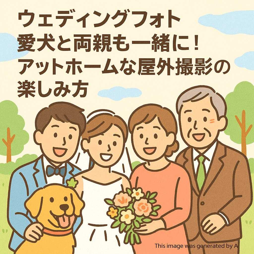 ウェディングフォト愛犬と両親も一緒に!アットホームな屋外撮影の楽しみ方