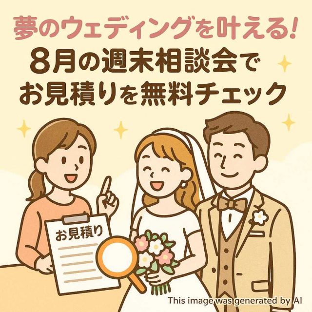 夢のウェディングを叶える！8月の週末相談会でお見積りを無料チェック