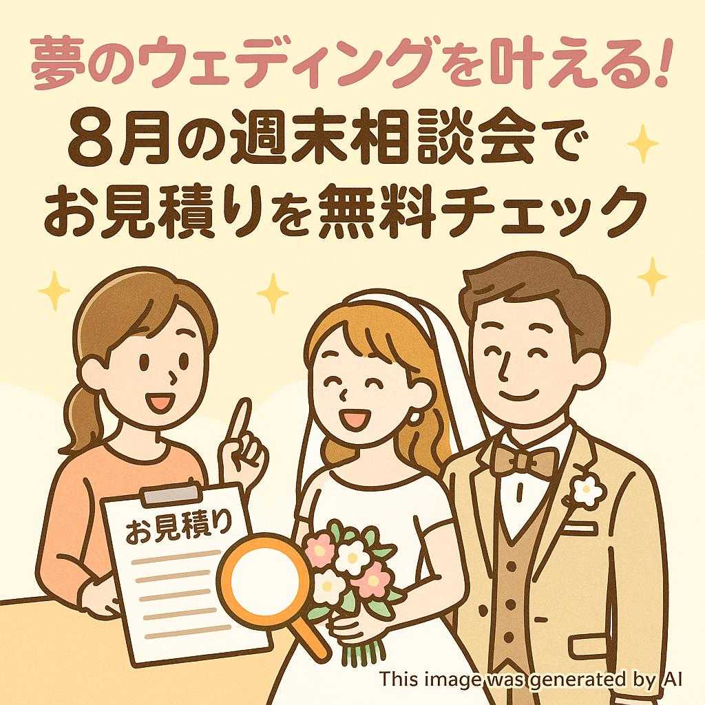 夢のウェディングを叶える!8月の週末相談会でお見積りを無料チェック