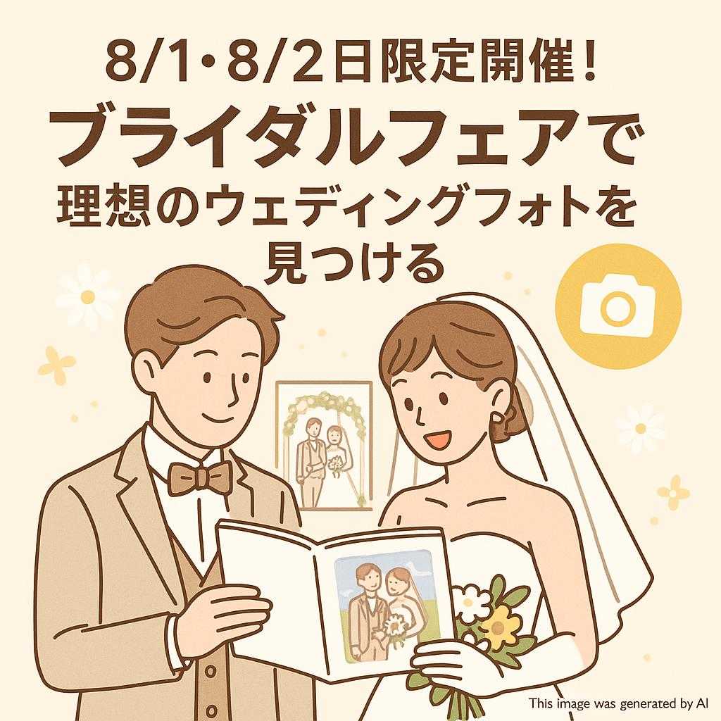 8/1・8/2日限定開催！ブライダルフェアで理想のウェディングフォトを見つける