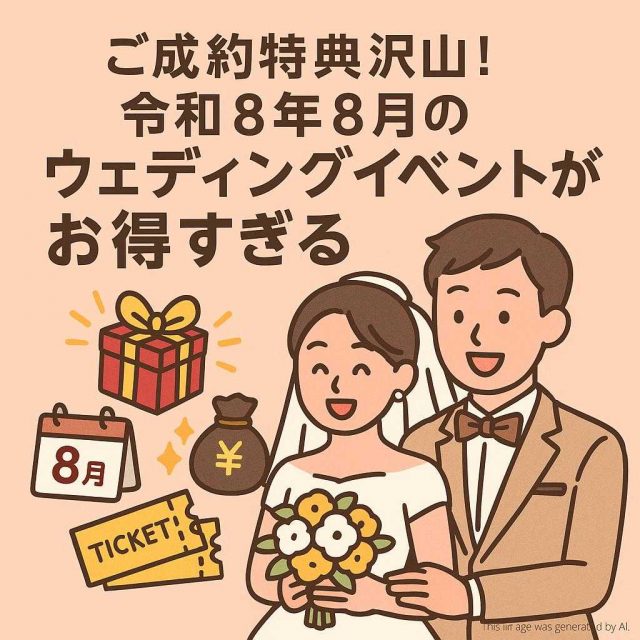 ご成約特典沢山！令和8年8月のウェディングイベントがお得すぎる