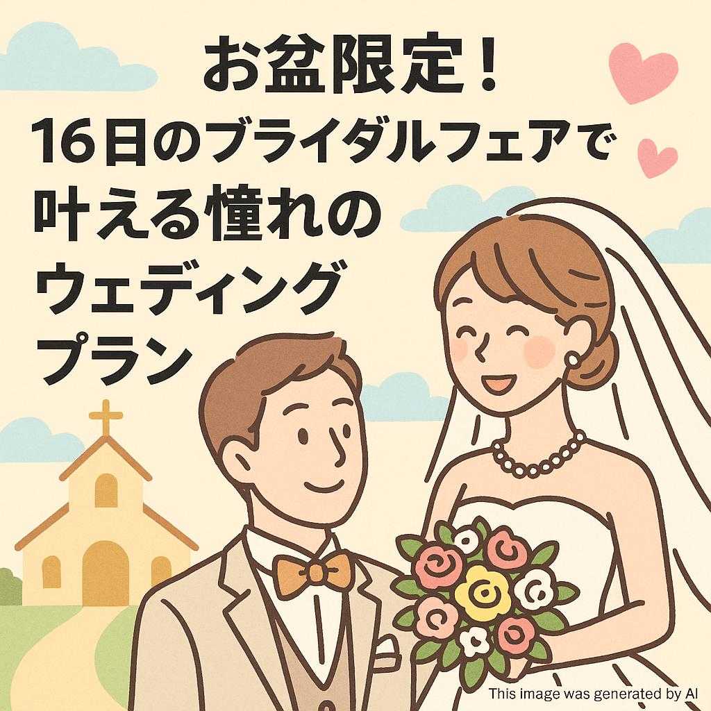 お盆限定！16日のブライダルフェアで叶える憧れのウェディングプラン