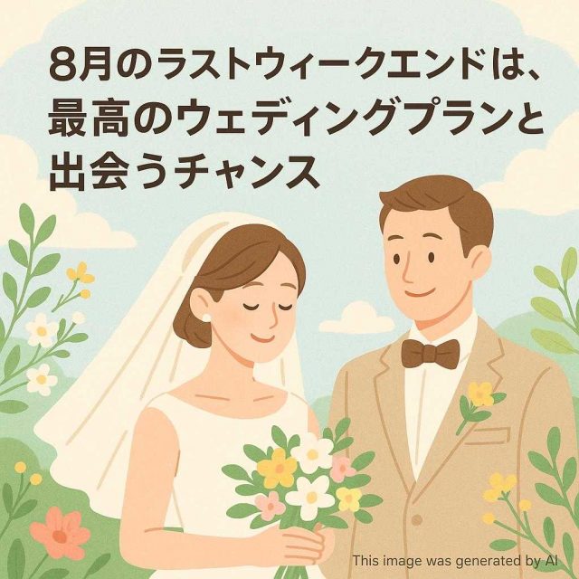 ８月のラストウィークエンドは、最高のウェディングプランと出会うチャンス