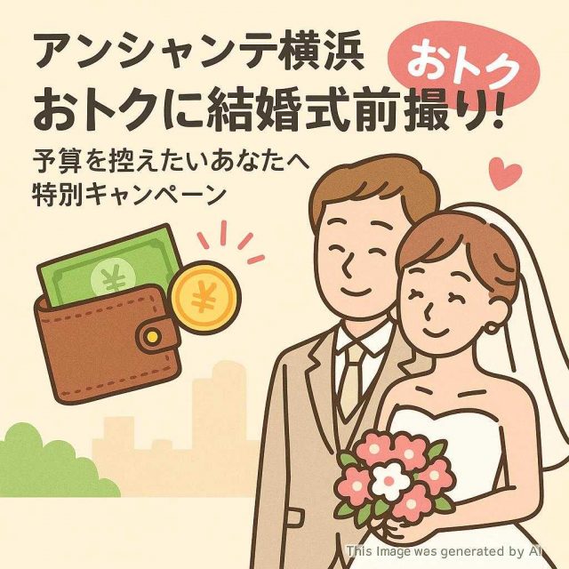 アンシャンテ横浜おトクに結婚式前撮り！予算を控えたいあなたへ特別キャンペーン