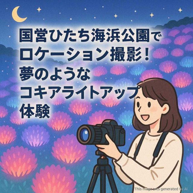 国営ひたち海浜公園でロケーション撮影！夢のようなコキアライトアップ体験