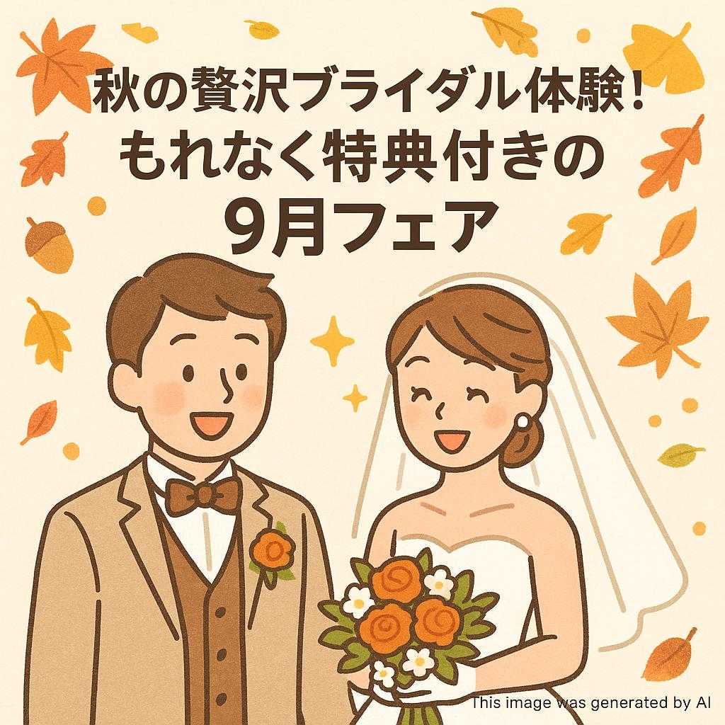 秋の贅沢ブライダル体験!もれなく特典付きの9月フェア