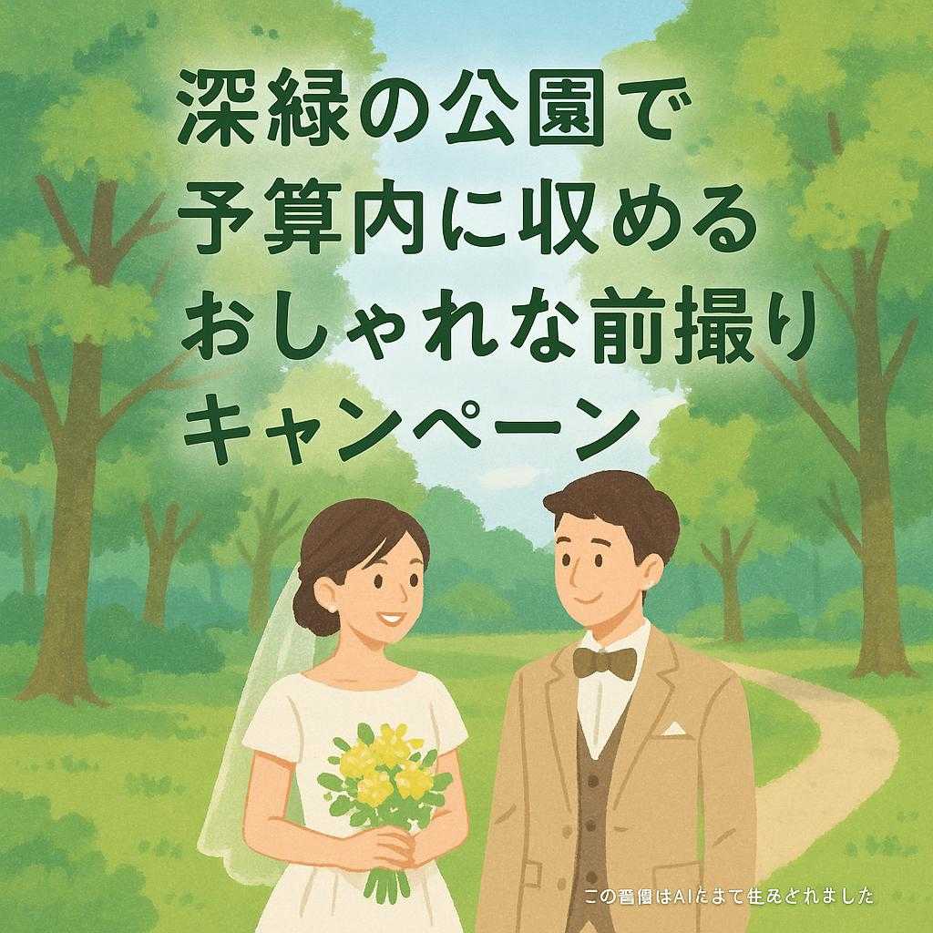 深緑の公園で予算内に収めるおしゃれな前撮りキャンペーン