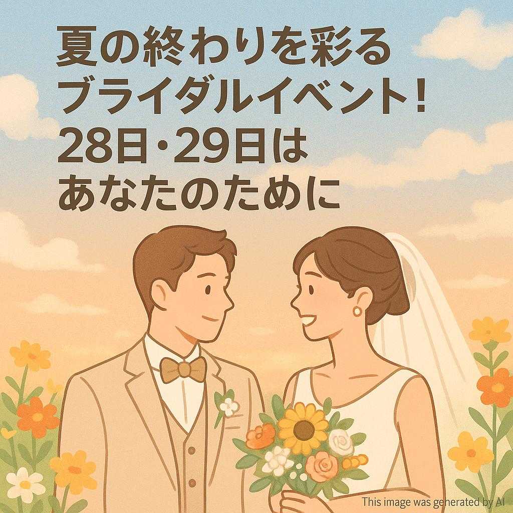 夏の終わりを彩るブライダルイベント!28日・29日はあなたのために