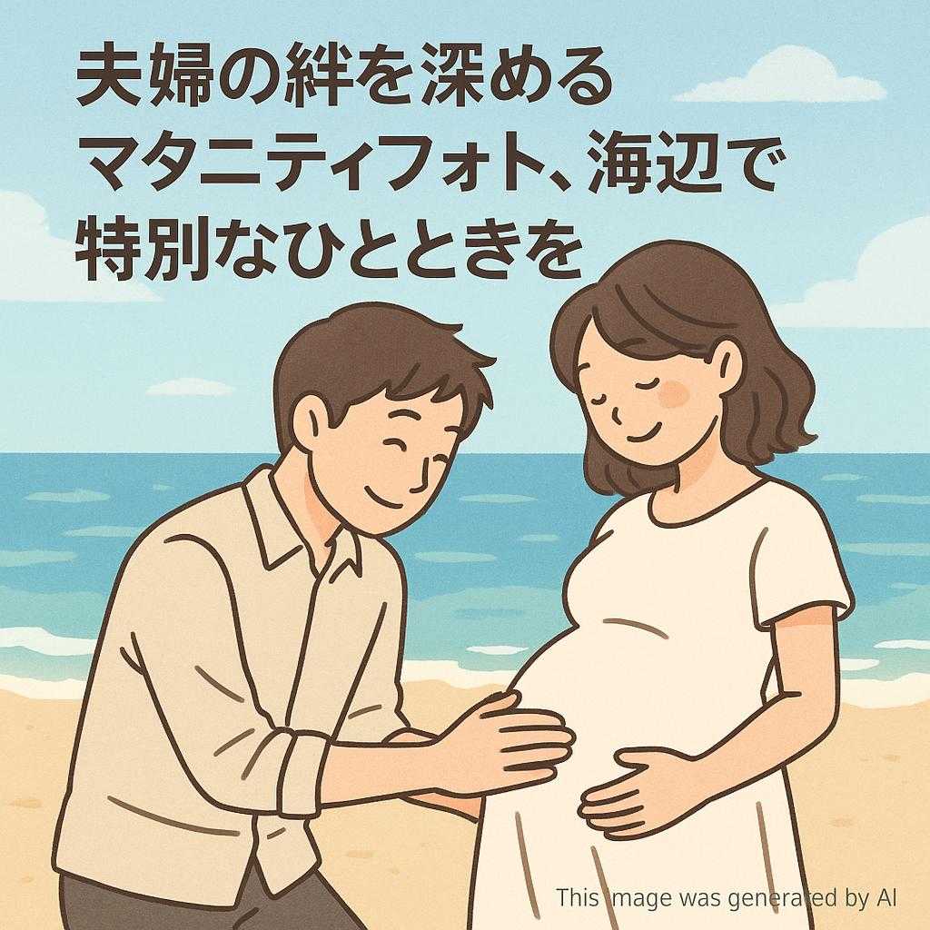 夫婦の絆を深めるマタニティフォト、海辺で特別なひとときを