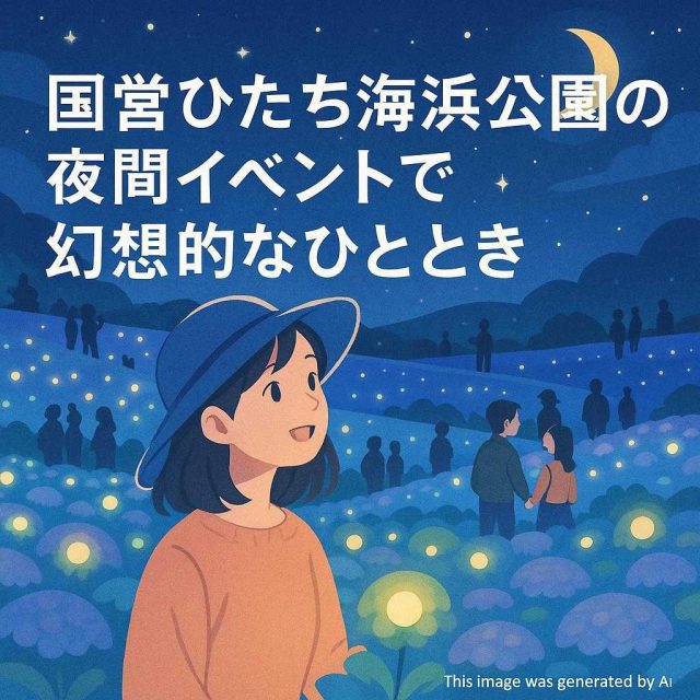 国営ひたち海浜公園の夜間イベントで幻想的なひとときを