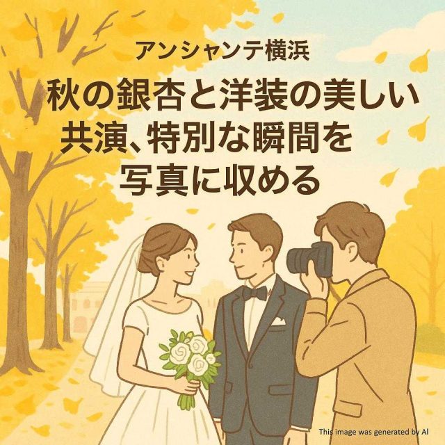 アンシャンテ横浜 秋の銀杏と洋装の美しい共演、特別な瞬間を写真に収める