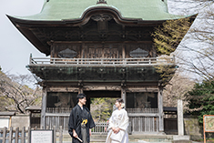 ロケーションフォト・フォトウェディング・前撮り 白無垢・色打掛・紋付袴 称名寺・桜・紅葉・お寺・神奈川