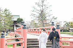 ロケーションフォト・フォトウェディング・前撮り 白無垢・色打掛・紋付袴 称名寺・桜・紅葉・お寺・神奈川