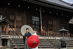 ロケーションフォト・フォトウェディング・前撮り 白無垢・色打掛・紋付袴 称名寺・桜・紅葉・お寺・神奈川